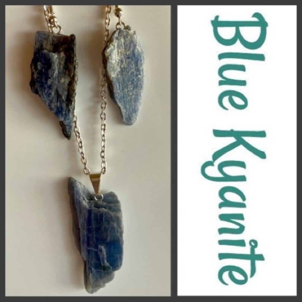 Raw Blue Kyanite Necklace & Earrings Set - NEW